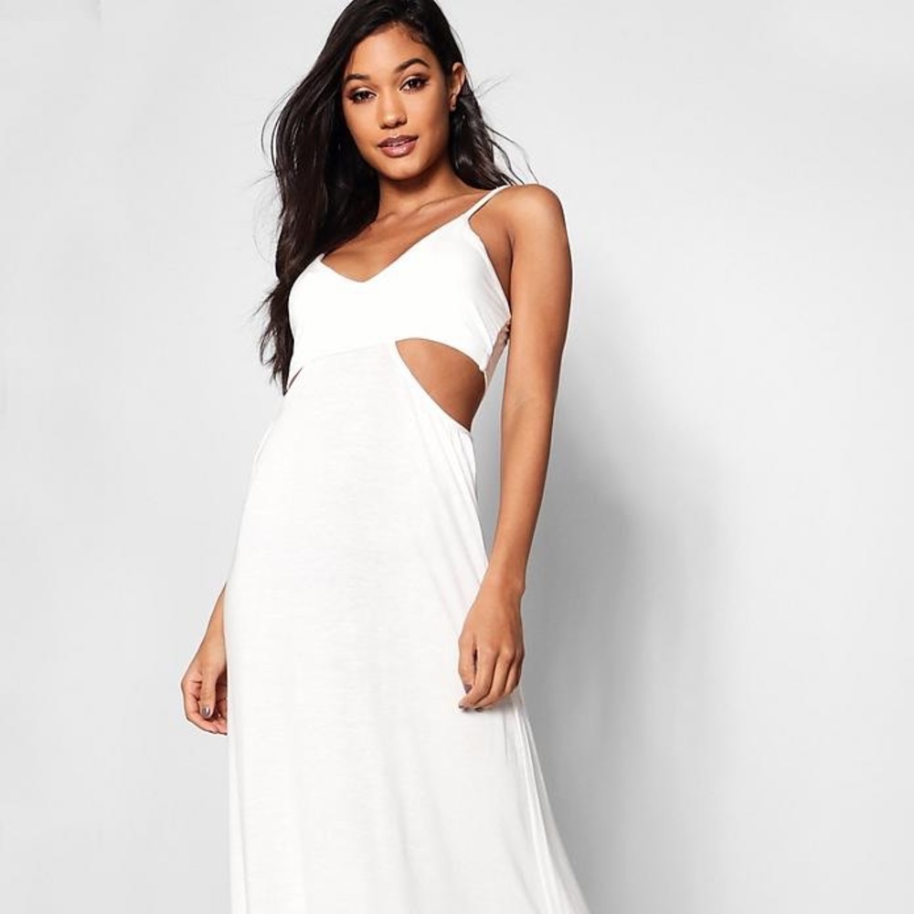White Cut Out Maxi Dress